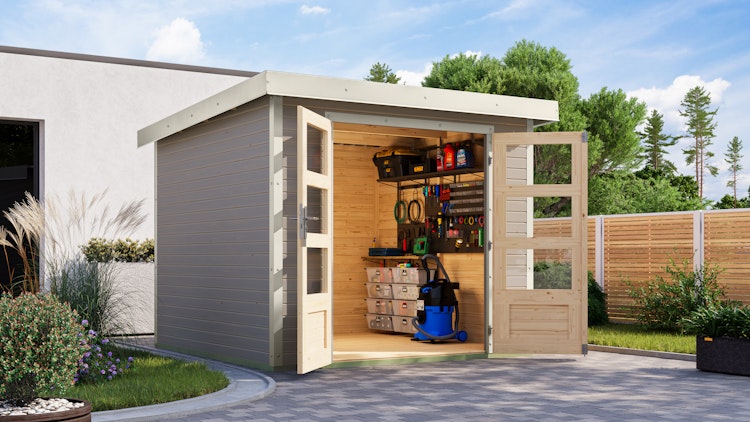 Karibu Metall-Holzgartenhaus Hybridhaus Jupiter A/B/C/D - 19 mm/0,5 mm