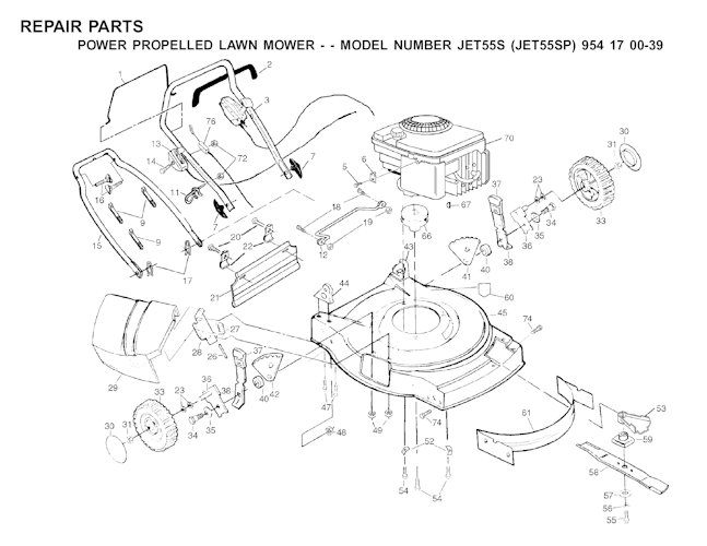 Husqvarna Rasenmäher gelegentliche Nutzung JET55S, JET55SP, 954170039, 2001-03
