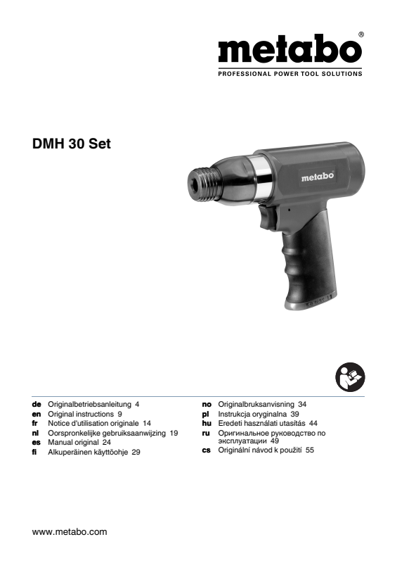 Bedienungsanleitung fÃ¼r Metabo Druckluft-MeiÃelhammer DMH 30 Set