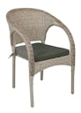 Vorschaubild Garden Pleasure Gartenmöbel Set DIJON / BASTIA, Tisch 200 x 100 + 6 Stapelstühle, Polyrattan Ingwerbraun / Glasplatte / Kissen 100 % Polyester Anthrazit