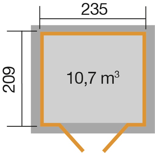 Weka Gartenhaus 264 mit Oberlichtern - 21 mm