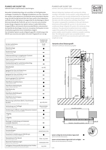 Griffwerk Glasschiebetürkomplettset Planeo Air Silent dichtschließend