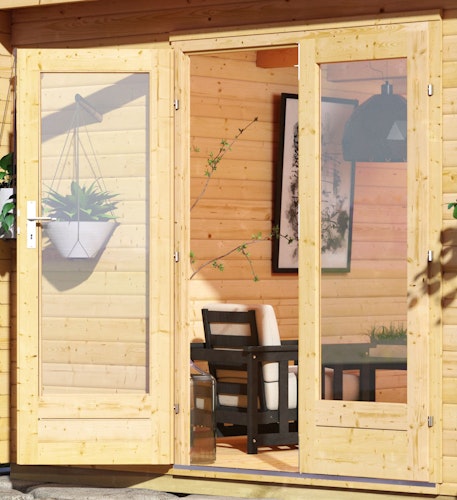 Karibu Saunahaus Mainburg 1 mit Vorraum - 38 mm inkl. gratis Sauna-Zubehörset im Wert von 234,94 €