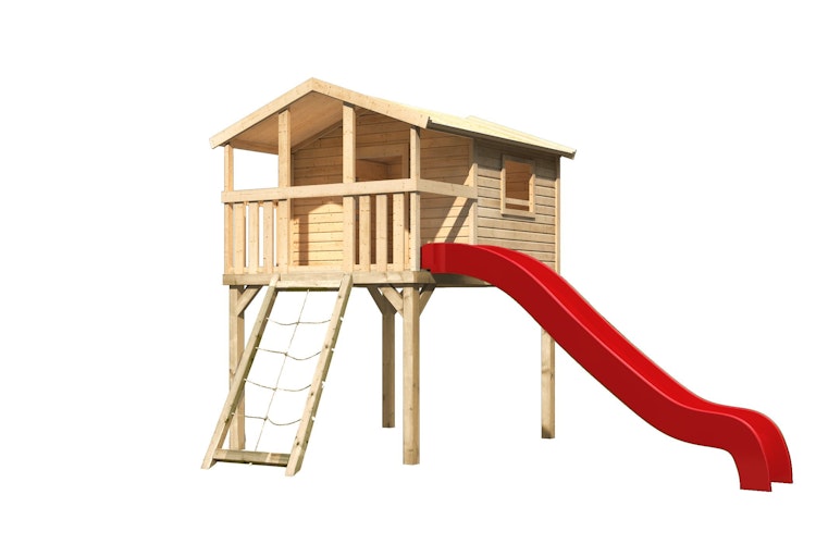 Akubi Kinderspielhaus Kinderspielgerät Benjamin inkl. Wellenrutsche und Netzrampe (Set B)