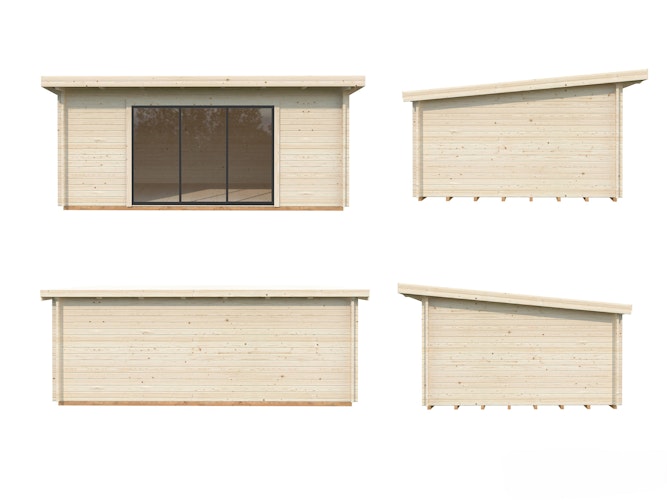Palmako Gartenhaus Lea 19,4 m² Slide Plus mit Isolierglas-Schiebetür - 44 mm