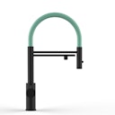 Vorschaubild Kurzversion 47 cm - 5 Wege Wasserhahn Küchenarmatur, Edelstahl Massiv mit 360° schwenkbarem Auslauf, abnehmbare 2 strahl Handbrause, PVD Schwarz Matt / Türkis