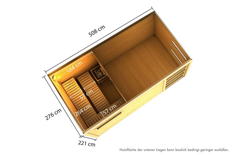 Karibu Gartensauna Saunahaus Hygge inkl. Vorraum, naturbelassen