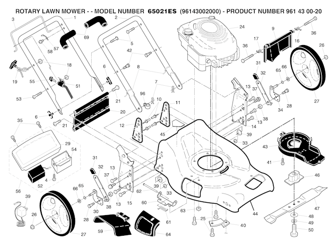 Husqvarna Rasenmäher gelegentliche Nutzung 65021 ES, 96143002000, 961430020, 2006-12