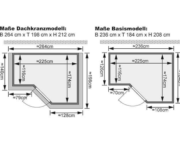 Karibu Sauna Sahib 2-Massivholzsauna 38 mm -Eckeinstieg - Exklusivoptik inkl. gratis Sauna-Zubehörset im Wert von 234,94 €