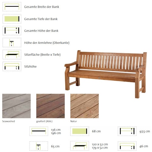 Diamond Garden 3-Sitzer Landhausbank CHATEAU, Recycled Teak