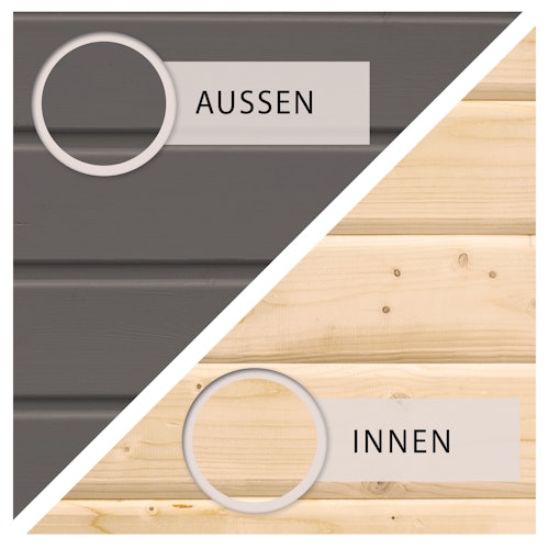 Karibu Gartensauna Pultdach Saunahaus Skrollan 1 mit Vorraum terragrau inkl. gratis Sauna-Zubehörset im Wert von 234,94 €