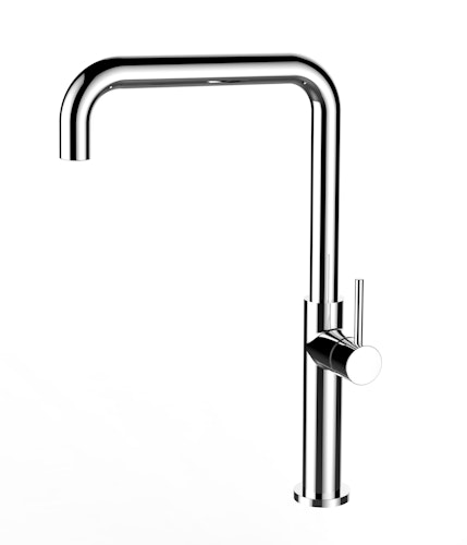 Minimalistischer Wasserhahn Küchenarmatur, TECNO, mit 360° schwenkbarem N-Auslauf, Verchromt