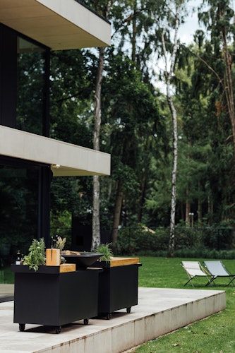 OFYR Plancha Grill Island Black 100 PRO Teakholz