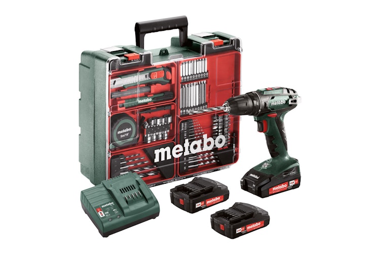 Metabo Akku-Bohrschrauber BS 18 Set (602207940) Mobile Werkstatt; Kunststoffkoffer; 18V 3x2Ah Li-Power + SC 30