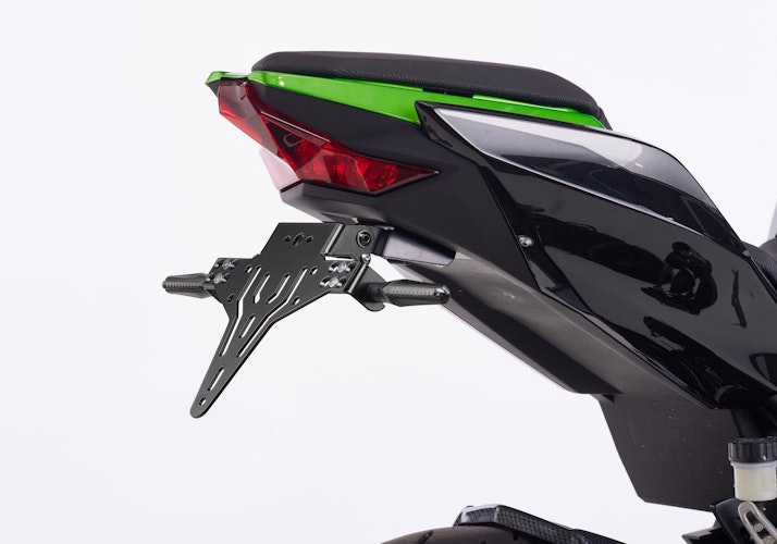PROTECH V-SHAPE Kennzeichenhalter  Alu & Stahl Schwarz für KAWASAKI Ninja 400, Ninja 500 SE, Ninja E-1