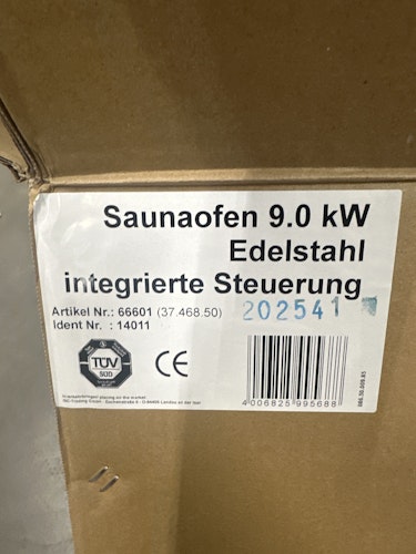 B-Ware Karibu 9 kW Saunaofen finnisch anthrazit mit integrierter Steuerung (ohne Steine)