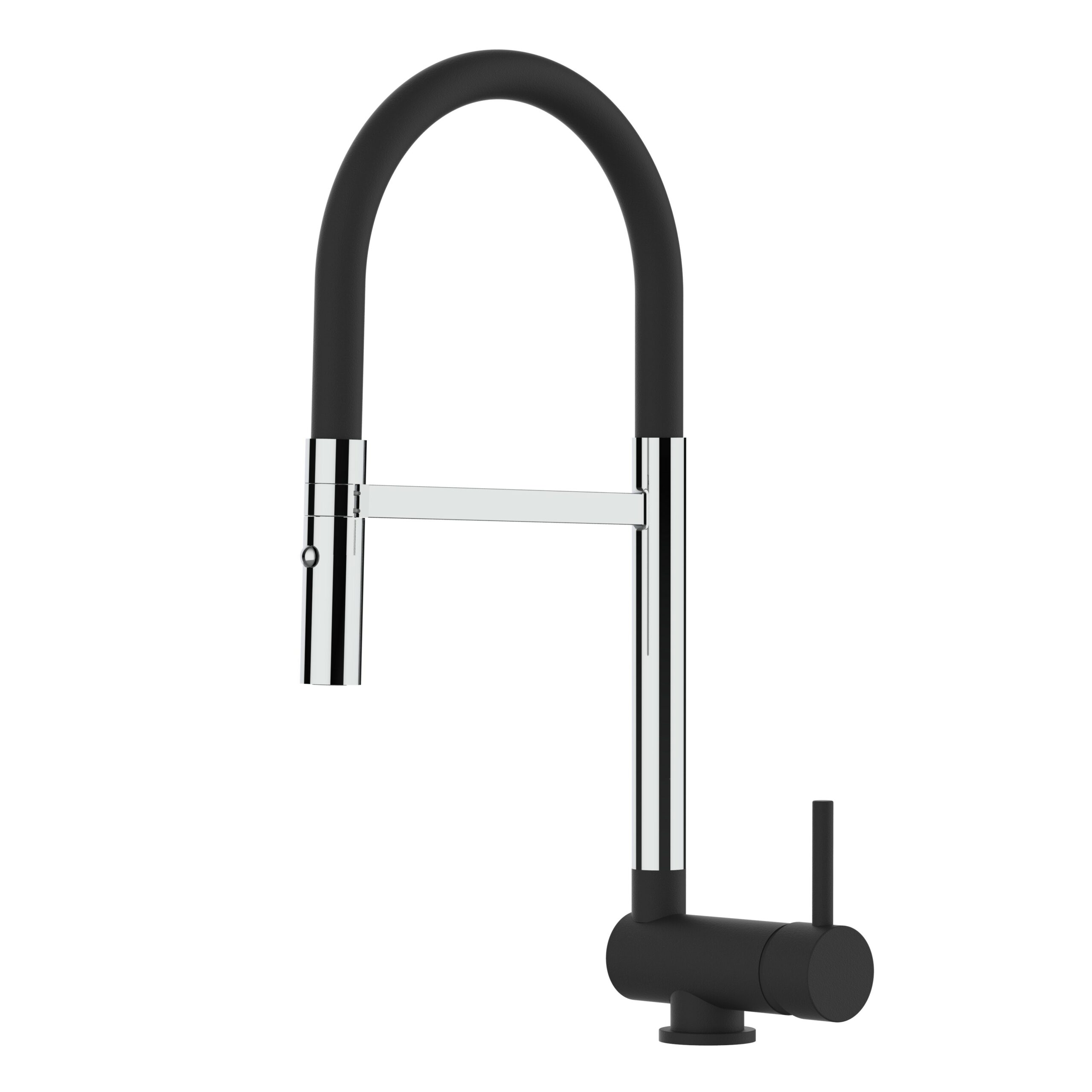 Wasserhahn Vorfenster Küchenarmatur, Umklappbar 6 CM, mit 360° schwenkbarem Auslauf, abnehmbare 2 strahl Handbrause, Verchromt und Schwarz Matt