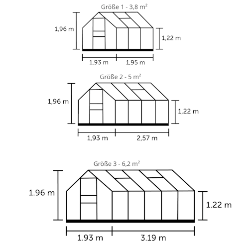 Halls Gewächshaus Popular - 3,8 m² / 5 m² / 6,2 m²