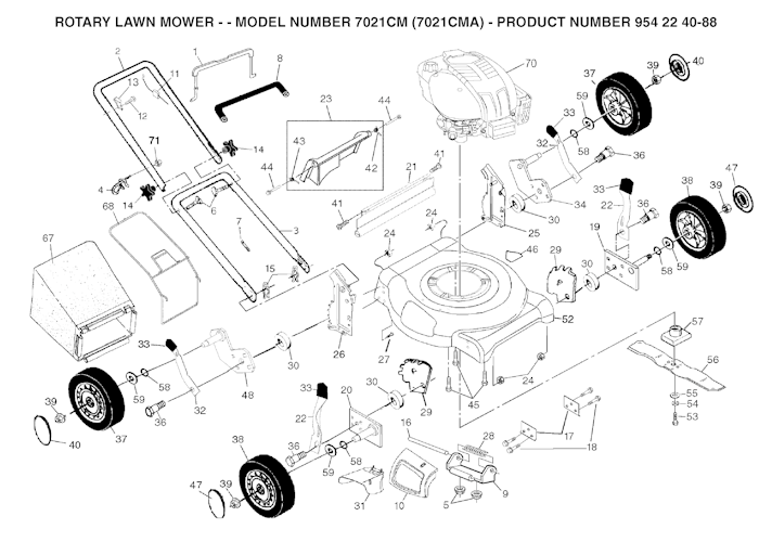 Husqvarna Rasenmäher gelegentliche Nutzung 7021 CM A, 954224088, 2003-11
