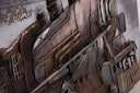 Vorschaubild 3D Metallbild Dampflok 140 x 70 cm, Stahlblech