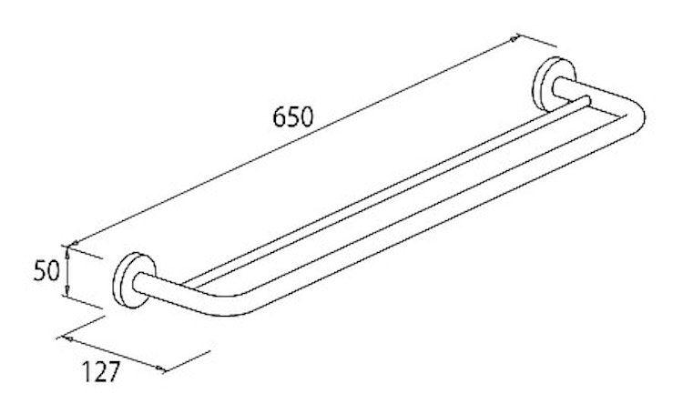 Bravat doppelte Badetuchstange Varuna, chrom - 65 cm, rund