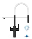 Vorschaubild 4 Wege Wasserhahn Küchenarmatur, FC, mit 360° schwenkbarem Auslauf, abnehmbare 2 strahl Handbrause, Schwarz Matt / Weiß