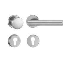 Griffwerk LUCIA PROFESSIONAL Schraubtechnik -Edelstahl matt Schutzrosettengarnitur -Knopf R2 -PZ -Kombi-Innenrosettensatz rund