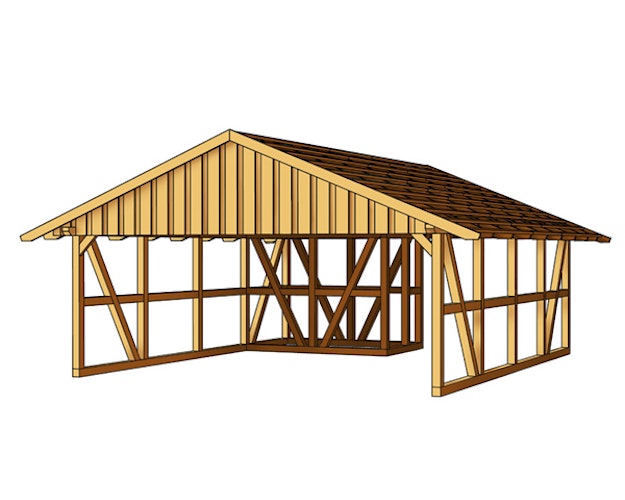 Skan Holz Schwarzwald - Satteldach Doppelcarport Breite 684 cm
