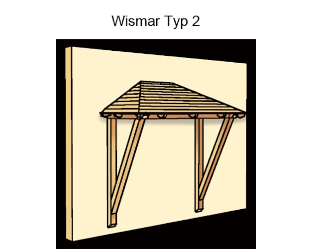 Skan Holz Walmdach Vordach Doppeltür Wismar