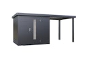 Vorschaubild Wolff Finnhaus Premium Metall Gartenhaus Thorin 4824 Anthrazit inkl. 240 cm Anbaudach