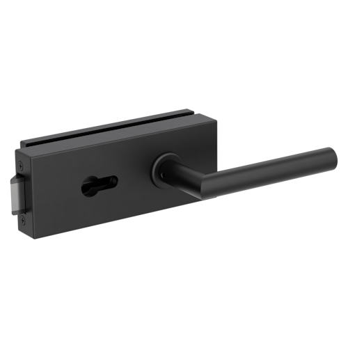 Griffwerk Ganzglasdrehtürbeschlagset FABRICO mit L-Form-Griffpaar in Edelstahl / Graphitschwarz Studio/Office