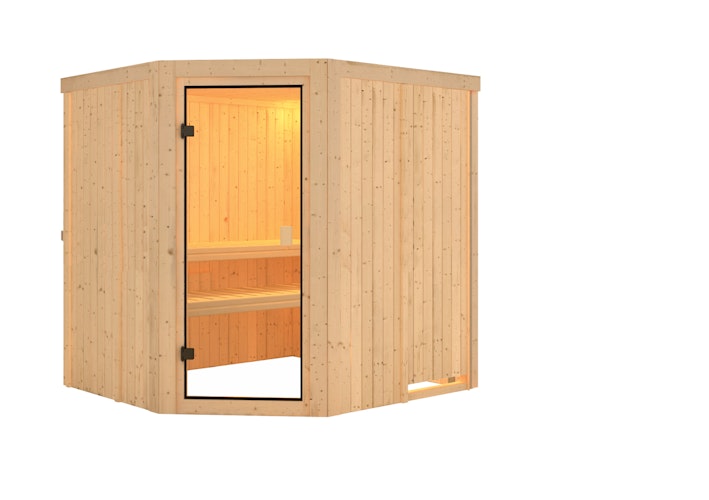 Karibu Woodfeeling Sauna Bodo - 68 mm Aktionssauna inkl. gratis Sauna-Zubehörset im Wert von 234,94 €