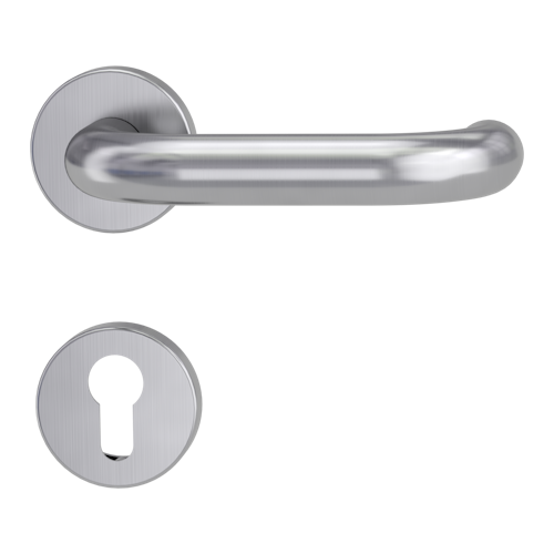 Griffwerk ALESSIA Klipptechnik FS -Edelstahl matt  Rosettengarnitur -Klippt. -PZ -Stift 9mm -TS 38-50mm