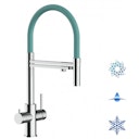 Vorschaubild 5 Wege Wasserhahn Küchenarmatur, Edelstahl Massiv mit 360° schwenkbarem Auslauf, abnehmbare 2 strahl Handbrause, Hochglanz / Türkis