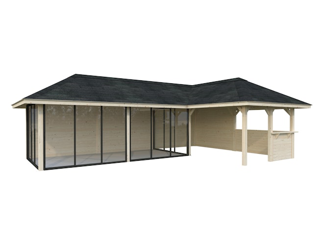 Palmako Pavillon Bianca 33,2 m² Set 521 Slide Plus mit Isolierglas-Schiebetüren