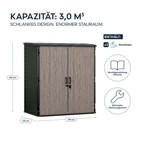 Suncast Kunststoff-Geräteschrank Modern  (klein) - stahlverstärkt