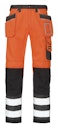 Vorschaubild Snickers 3233 Hi Vis Hose, Klasse 2 mit Holstertaschen