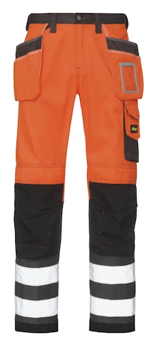 Snickers 3233 Hi Vis Hose, Klasse 2 mit Holstertaschen