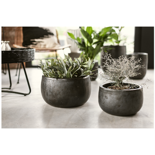 Vosteen Design Blumentopf /  Pflanzgefäß Terrakotta schwarz ø 37 cm x H 22 cm