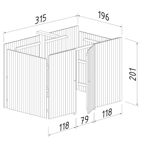 Palmako Karl 23,1 m² - Anbauschuppen 6,2 m²