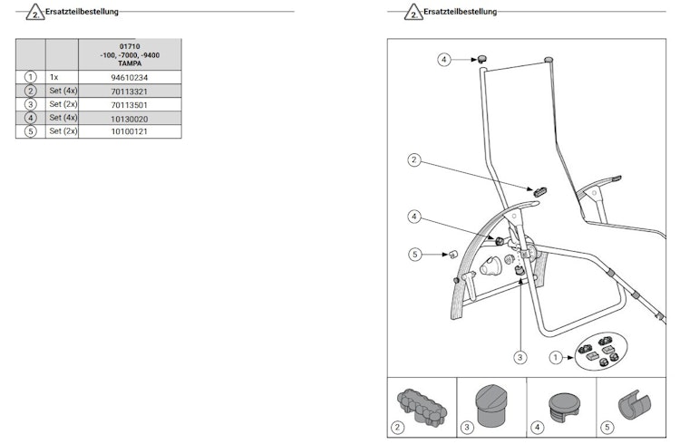 Kettler Ersatzteil Endstopfen für Bäderliege TAMPA, 2er Set