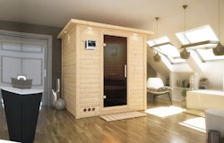 Karibu Sauna Mojave - Massivholzsauna mit Fronteinstieg 38 mm inkl. gratis Saunaofen im Wert von 599,99 €