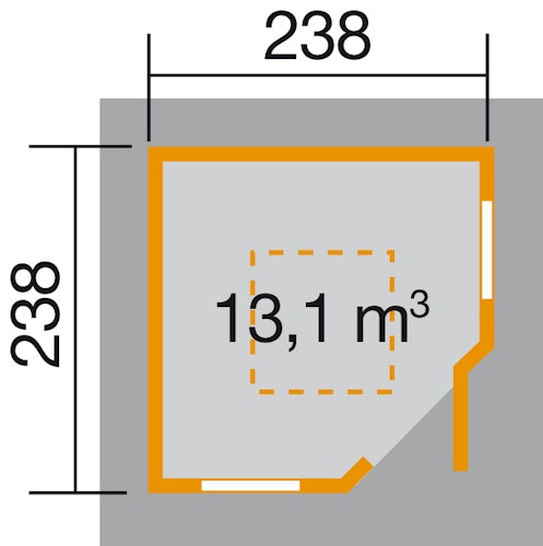 Weka 28 mm Gartenhaus 149 A 5-Eck mit Dachaufsatz