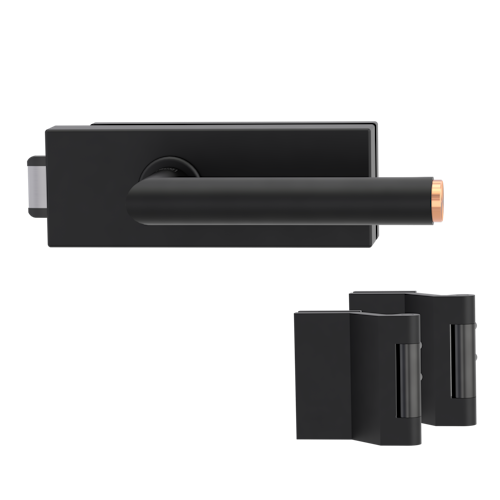 Griffwerk PURISTO S -Graphitschwarz Ganzglastürbeschlagset -3-teiliger Bandsatz -mit Griff LUCIA SELECT -GSC/CU -UV