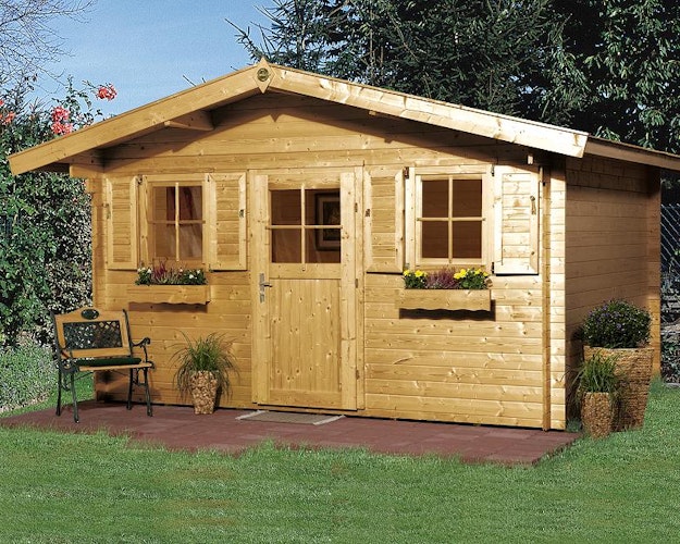 Weka 28 mm Gartenhaus 110 mit Vordach (60 cm)