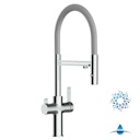 Vorschaubild 4 Wege Wasserhahn Küchenarmatur, FC, mit 360° schwenkbarem Auslauf, abnehmbare 2 strahl Handbrause, Verchromt / Grau