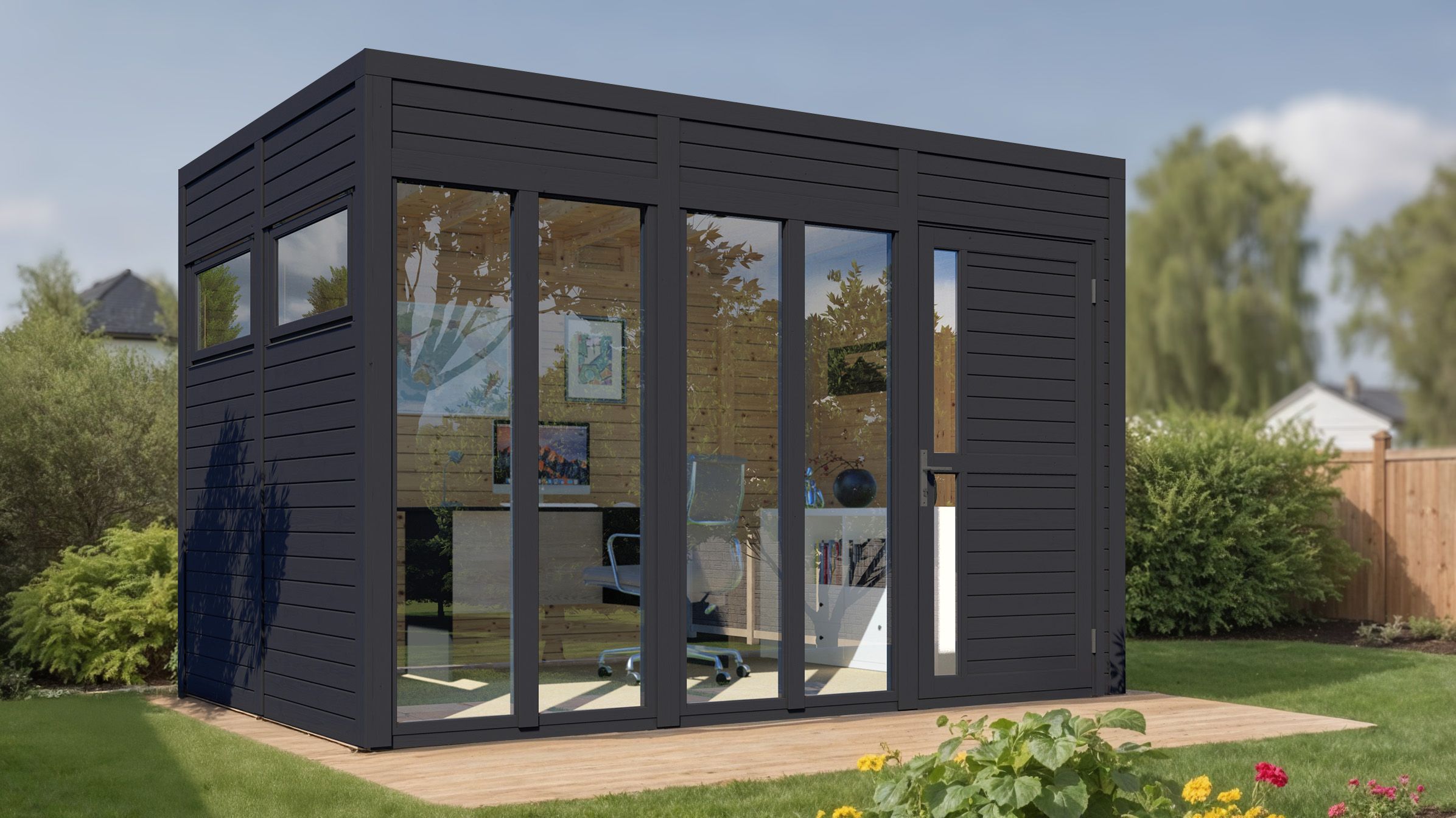 Bertilo Element-Gartenhaus Cubus 3 Office - 19 mm