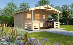Weka 28 mm Gartenhaus 110 B mit Vordach + Terrasse (200 cm)