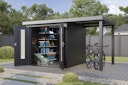 Vorschaubild Wolff Finnhaus Premium Metall Gartenhaus Elvar 3924 Anthrazit inkl. 150 cm Anbaudach