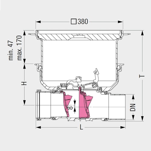 KESSEL - Staufix Control Rückstaudoppelverschluss für Einbau in die Bodenplatte - schwarze Abdeckung